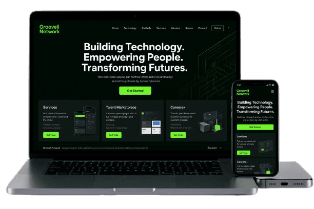 Grooveli Network dashboard preview on desktop and mobile
